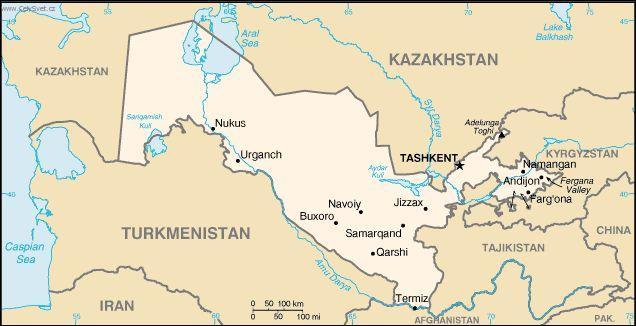 Foto: Uzbekist�n-politick� mapa